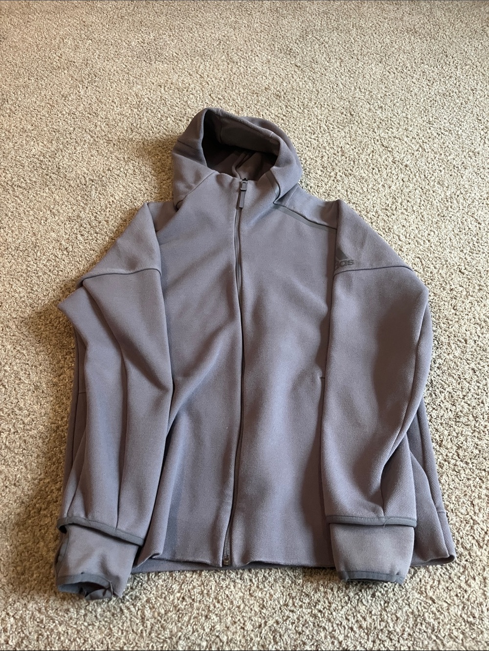 adidas Men's Light Gray Full-Zip Hooded Fleece Jacket